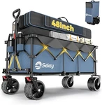 Heavy Duty 440LBS Folding Wagon Large For Beach Camping Yard Hauling,blue-gray. Fixed Price $165.00.