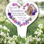 Heart Grandma One Of Kind Flower Photo Purple Grave Garden Plaque Memorial Stake. Fixed Price $20.08.