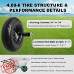 Storystore 13" Wheelbarrow Tires 4PK Flat Free 4.00-6 5/8". Fixed Price $225.99.