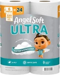 Angel Soft Ultra Toilet Paper, 6 Mega = 24 Regular Rolls, Ply Tis. Fixed Price $14.70.
