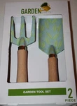 Garden Tool Set (2 Piece) Wooden Handle Green Floral Print Shovel & Rake - New. Fixed Price $15.07.