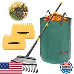 Large 18-INCH Metal Leaf Rake Heavy Duty Garden With 65-INCH Handle 25 Tine. Fixed Price $32.06.