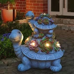 Large Turtle Solar Garden Outdoor Statues With Succulent And 6 Led Lights,outsid. Fixed Price $47.46.