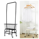 Wire Laundry Basket Cart W/hanger Rack Trolley Grocery 4 Wheels Household. Fixed Price $68.88.