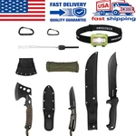 Swiss+tech 8PCS Hatchet Machete Axe Fixed Blade Hunting Knife W/ Rope Handle. Fixed Price $42.99.