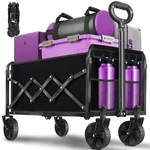 Foldable Wagon Cart 280L Capacity W/ Wheels, Drink Holder - Heavy Duty. Fixed Price $46.86.