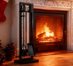 New Best Kingson 5-PIECE Fireplace Tool Set 30.5" Black Scroll Design Heavy Duty. Fixed Price $65.33.