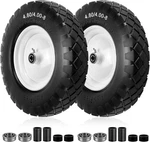 Tire And Wheel- 16" Flat-free Solid 4.80/4.00-8, White. Fixed Price $90.13.