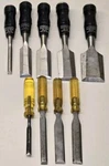 Set 5X Stanley No 60 Wood Chisel Tools Bakelite Handles + 3X Goldy 1 Eskie Stuna. Fixed Price $99.99.