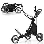 Costway Folding 3 Wheels Golf Push Cart W/bag Scoreboard Adjustable Handle Grey. Fixed Price $155.99.