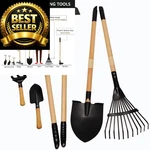 Pomiku Kids Rake And Shovel Sets, 7PCS Child Metal Gardening Tools Black. Fixed Price $54.14.