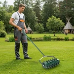 18IN Lawn Aerator, Heavy Duty Rolling Tool, Manual. Fixed Price $39.99.