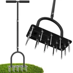 Tophdy Manual Lawn Aerator, 15 Iron Spikes, Height Adjustable, Yard Tool. Fixed Price $51.99.
