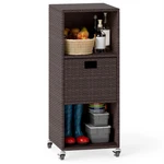 Mix Brown Pe Rattan Outdoor Storage Cabinet 3-SHELF With Removable Drawer. Fixed Price $178.06.