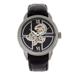 Automatic Sanford Semi-skeleton Leather-band Watch Silver/black Dial Wri. Fixed Price $280.00.