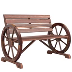 Outsunny 41 Wooden Wagon Wheel Bench Rustic Outdoor Patio Weather. Fixed Price $135.98.