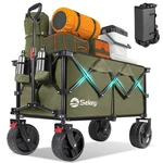 Sekey 220L Collapsible Wagon With All-terrain Wheels & Cup Holders, Khaki. Fixed Price $135.00.