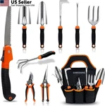 Qingfangli Garden Tool SET,10 Pcs Stainless Steel Heavy Duty Orange/black. Fixed Price $48.66.