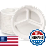 Gusto 10" 3-COMPARTMENT Compostable Plates 125-PACK White Heavy-duty Disposable. Fixed Price $62.04.