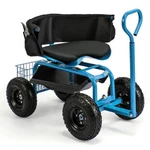 Cushioned Rolling Garden Cart Scooter With Storage Basket And Tool Pouch-blue. Fixed Price $276.17.