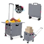Selorss Folding Utility Cart Rolling Crate Tote BY10WX-ADJUSTABLE Handle Gray. Fixed Price $92.14.