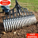 Razor-back 20-TINE Multi-purpose Lawn Rake Landscape Rocks Leaves Thatch Mulch. Fixed Price $61.99.