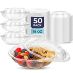 Fit Meal Prep 50 Pack 18 Oz Disposable Plastic Clear Salad Bowls With Airtight. Fixed Price $37.42.
