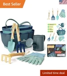 Kinderific Kids Gardening Set With Tote, Tools & Gloves Ocean Blue. Fixed Price $49.99.