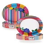 50PCS Mexican Fiesta Party Plates 10" 12" Large Disposable 400 Gsm Heavy Du.... Fixed Price $38.71.
