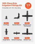 Drip Irrigation Fittings Kit For 1/4" Tubing, 300 Pcs System Par. Fixed Price $36.83.