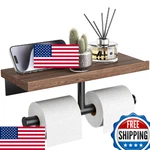 Tindbea Double Toilet Paper Holder With Wood Shelf Wall Mount. Fixed Price $69.32.