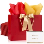 Paseota 10-PACK 12.6" Red Christmas Gift Bags W/tissue Paper Ribbons Handles. Fixed Price $39.73.