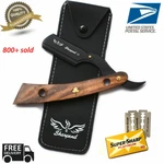 10 Blades + Professional Wood Barber Hair Shaving Razor Straight Folding. Fixed Price $11.95.