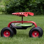 Steel Rolling Garden Cart With Swivel Steering/tray - Red By Sunnydaze. Fixed Price $149.00.