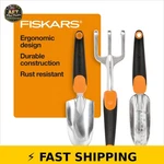 Fiskars 3-IN-1 Garden Tool Set Ergonomic Aluminum Trowel, Transplanter, Cultiv. Fixed Price $50.99.