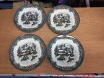 Set 4 Royal Stafford Porcelain Christmas Home Dinner Plates 11" Snow England. Fixed Price $49.99.