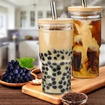Glass Cups With Lids And Straws Packs, 24OZ Travel Coffee Mug Bamboo Mason Jar. Fixed Price $24.95.