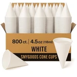 Smygoods 4.5OZ White Paper Cone Cups 800 Pack, Eco-friendly & Leak-proof. Fixed Price $55.45.
