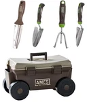 Ames 5 Piece Digging Transferring And Cultivating Garden Tool Set Rolling Cart. Fixed Price $107.13.