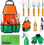 Garden Tool Set, 12 Piece Aluminum Hand Kit, Canvas Apron With Stora. Fixed Price $32.99.