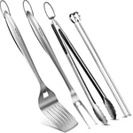 Bbq Grilling Tool Set, Heavy Duty, Spetula Fork Tong And 2 Skewers. (5 Pi.... Fixed Price $18.56.