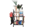 Mythinglogic Freestanding Steel Garden Tool Utility Storage Rack Black 2-SHELF. Fixed Price $65.00.