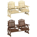 Outsunny Wooden Garden Bench With Table, 2-SEAT Outdoor. Fixed Price $169.99.