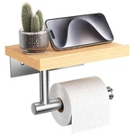 Tindbea Toilet Paper Holder With Shelf, Wooden Wall Mount Tissue Roll. Fixed Price $50.80.