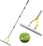 Rake, 15-INCH Steel Lawn Dethatcher With Handle, Black+metallic Silver. Fixed Price $48.80.