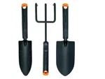 Fiskars 3-PIECE Garden Tool Set, Lawn And Yard Planting. Fixed Price $13.02.