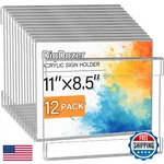 Digdozer 12 Pcs Acrylic Sign Holder 11X8.5 Horizontal Wall Mount, No Yellowing. Fixed Price $64.06.