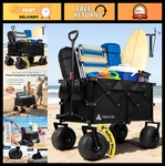 Hikenture Beach Wagon With Balloon Wheels, Heavy Duty Foldable Sand Cart. Fixed Price $296.99.