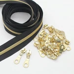Leekayer #5 Metallic Nylon Coil Zippers By The Yard Bulk 10 Black-gold. Fixed Price $21.25.