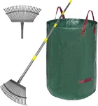 Adjustable Garden Rake For Leaves 36-73" Long Handle, 18" Wide, Heavy Yellow. Fixed Price $31.99.